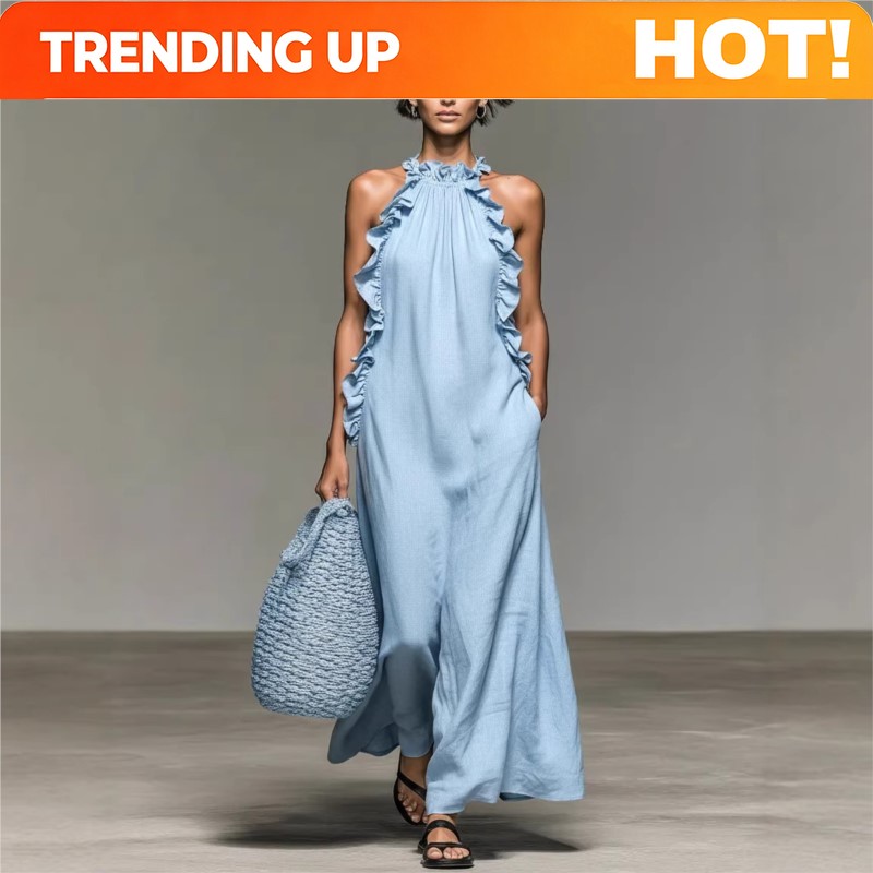 Maxi Dress Halter - Customization Women's Sexy Halter Ruffle Maxi