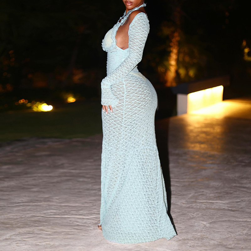 Women's Halter V‑Neck Sheer Me - Maxi Dress Halter 评论和价格
