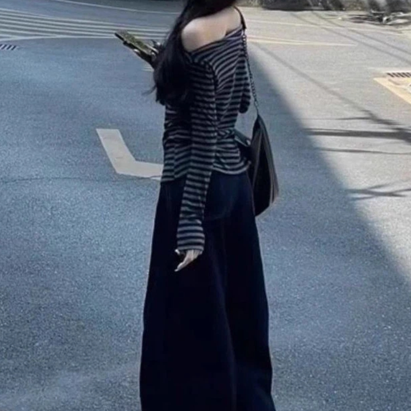 Women Vintage Striped Off Shou - Blouse Off Shoulder 评论和价格