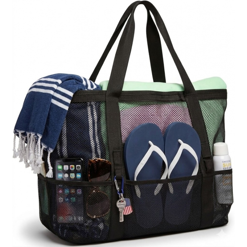 Oversized Mesh Beach Bag With  - Tote Bag Beach 评论和价格
