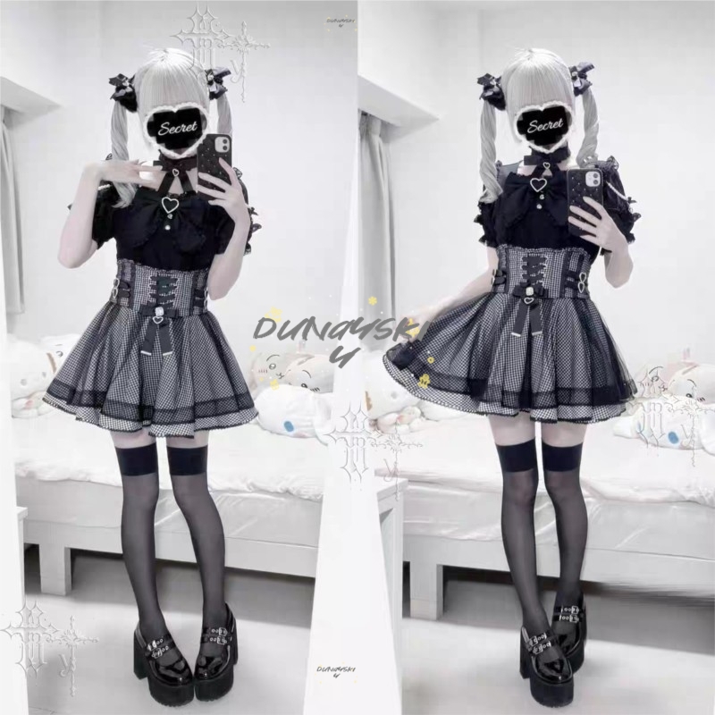 Japanese Style Y2K Gothic Loli - Blouse Off Shoulder 评论和价格