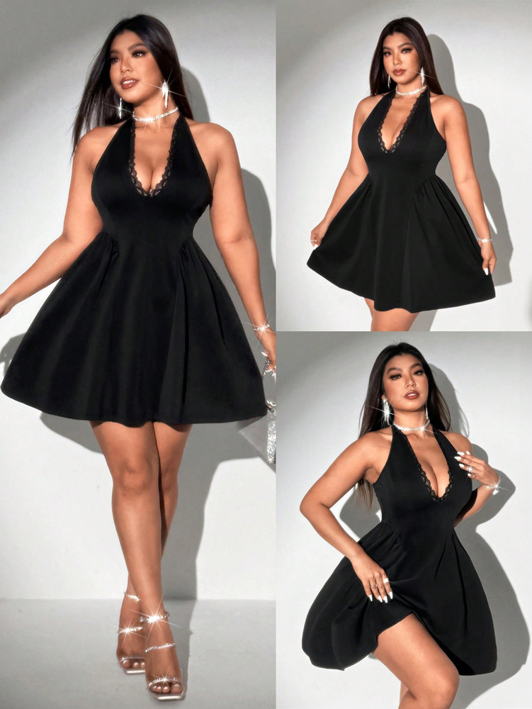 Plus Size Women Halter Black M - Maxi Dress Halter 评论和价格