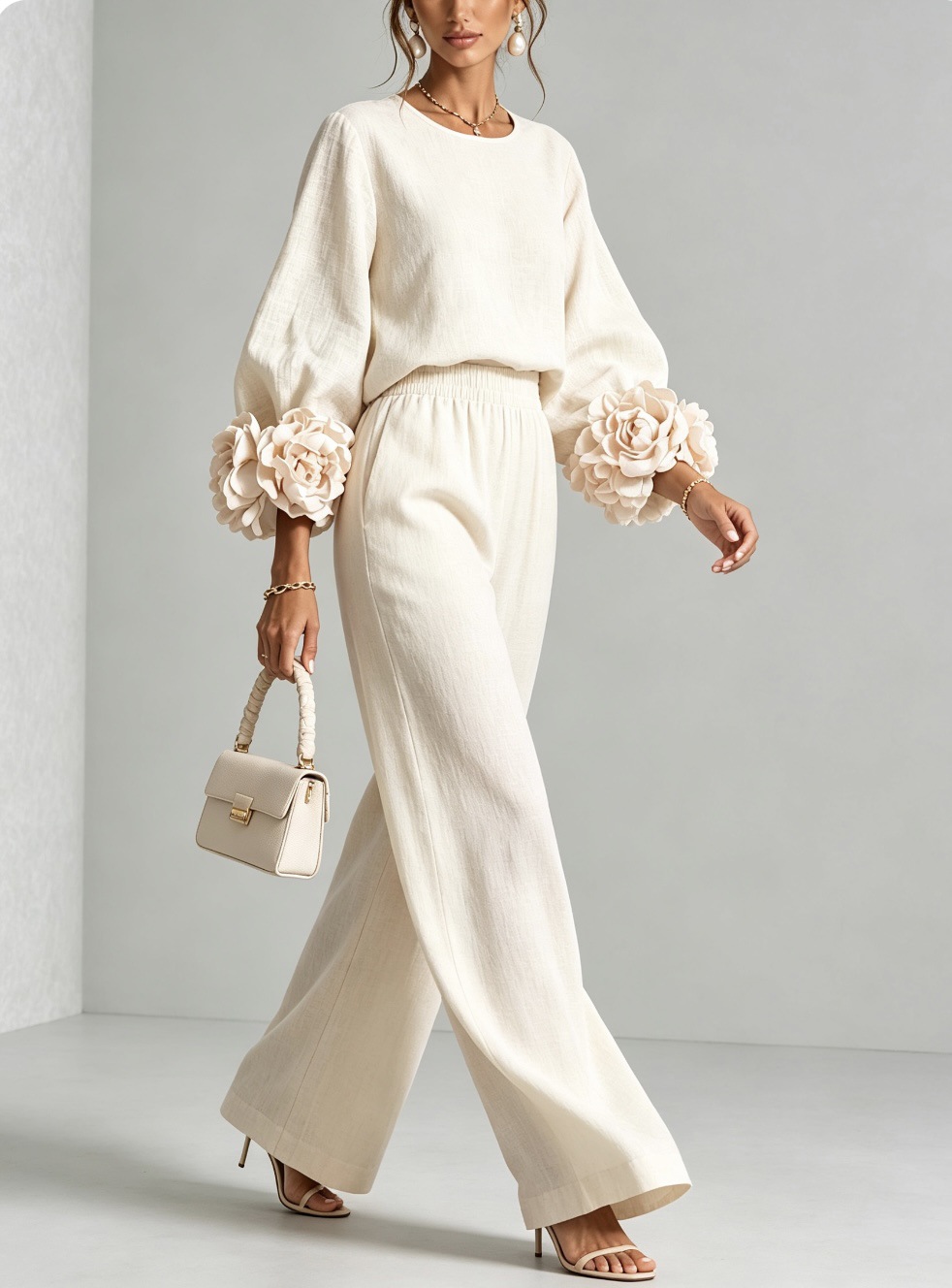 Women 2 Piece Linen Outfit O N - Linen Pant Wide 评论和价格